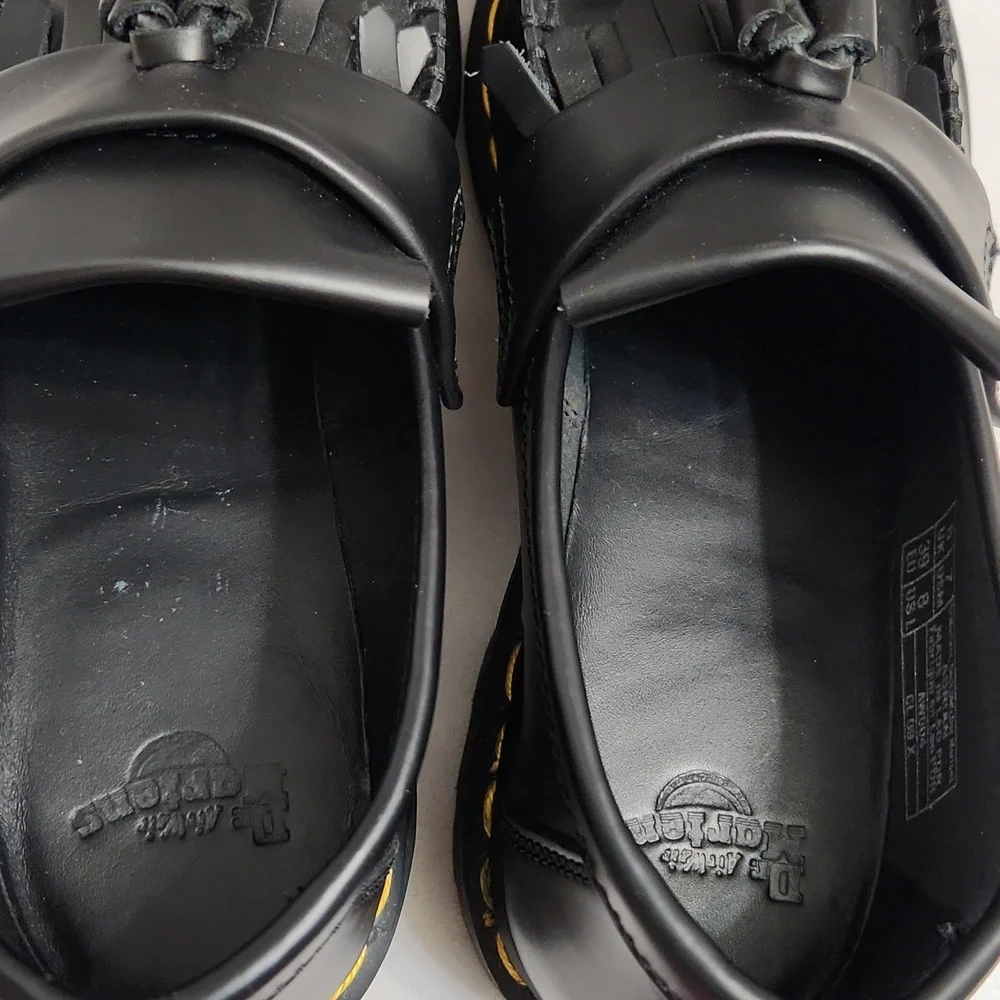 Dr. Martens Adrian Tassel Leather Casual Black Loafers (Uni M Size 7, W Size 8) - Picture 11 of 14